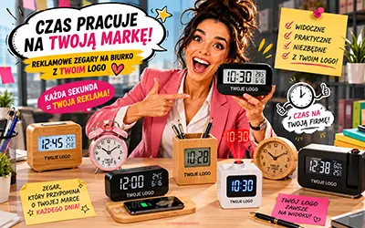 Zegar na biurko z Twoim logo – gadżet, który pracuje na Twoją markę codziennie