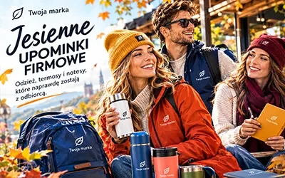 Jesienne upominki firmowe – odzież, termosy i notesy, które zostają na co dzień
