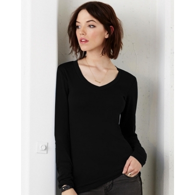 Podkoszulek damski z długim rękawem v-neck