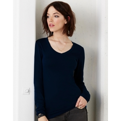 Podkoszulek damski z długim rękawem v-neck