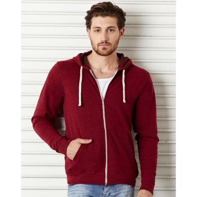 Bluza na zamek z kapturem Triblend Unisex