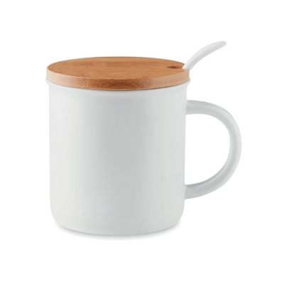 Porcelanowy kubek z łyżeczką