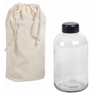 Szklana butelka do picia DRINK HEALTHY, pojemność ok. 550 ml.