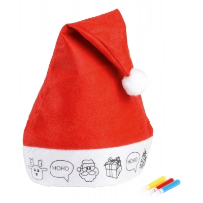 Czapka filcowa COLOURFUL HAT, czerwony/biały