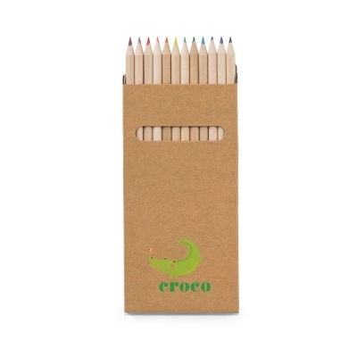 CROCO. Piórnik z 12 kolorowymi kredkami reklamowy