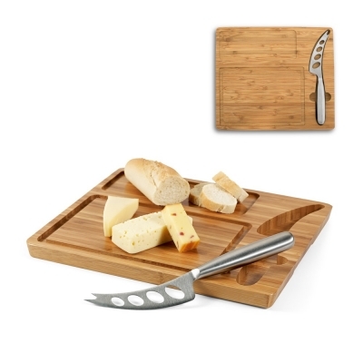 MALVIA. Bambusowa deska do serów z nożem reklamowy
