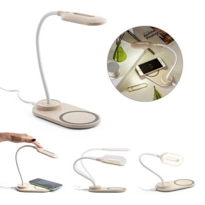 OZZEL. Lampka biurkowa z bezprzewodową ładowarką (10W) reklamowy