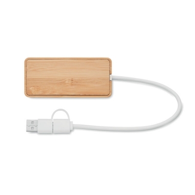 3-portowy bambusowy hub usb
