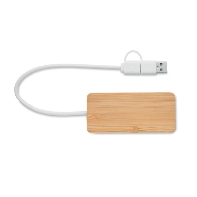3-portowy bambusowy hub usb