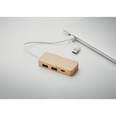 3-portowy bambusowy hub usb