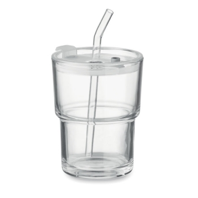 Szklany kubek ze słomką 400ml