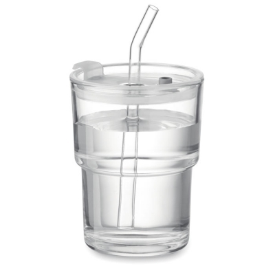 Szklany kubek ze słomką 400ml