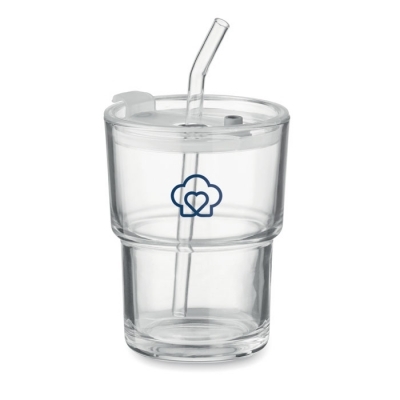 Szklany kubek ze słomką 400ml