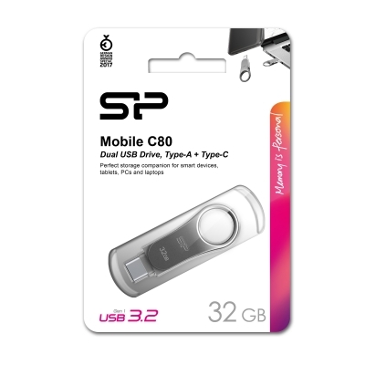 Pendrive z wejściem USB typu C Mobile C80, 32GB 3.2 Silicon Power