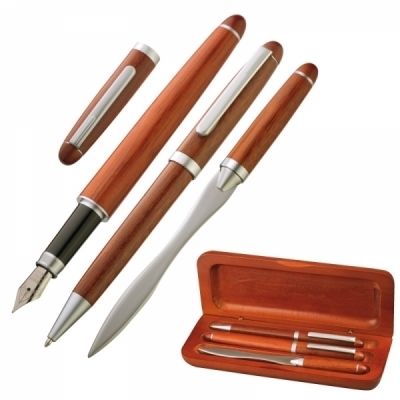 Zestaw piśmienny długopis, pióro wieczne, nóż do listów BANGKOK